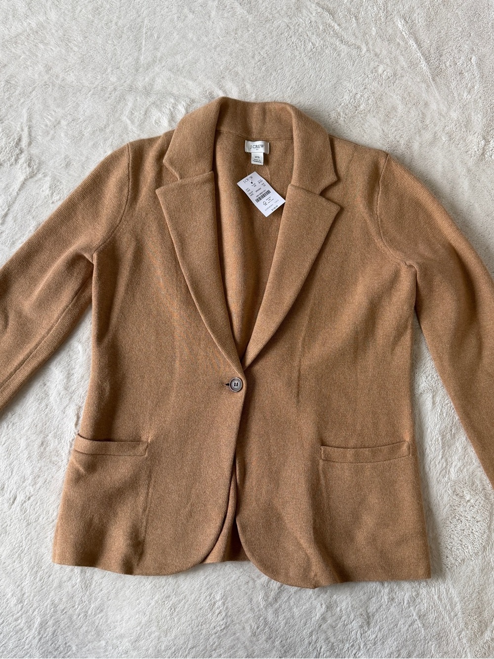 J. Crew Camel One-Button 100% Cotton Knit Blazer ~ NWT